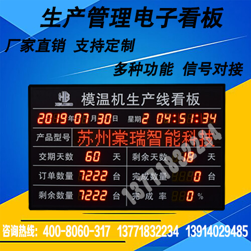 推荐生产管理电子看板RS485通信Modbus RTU协议北京时间自动更新